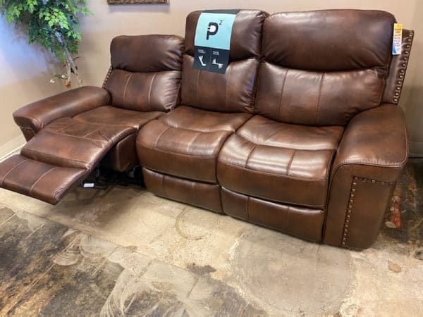 Genuine Italian Leather w/ Nail Head Trim Power Headrest Power Reclining